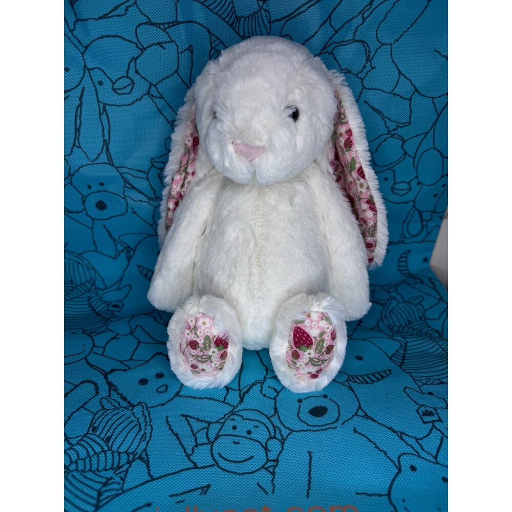 Jellycat Blossom Cream Bunny Berry Strawberry Floral Medium New